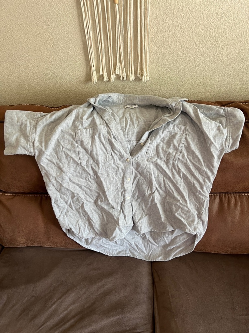 Madewell Light Gray Button-Down Short Sleeve Shirt